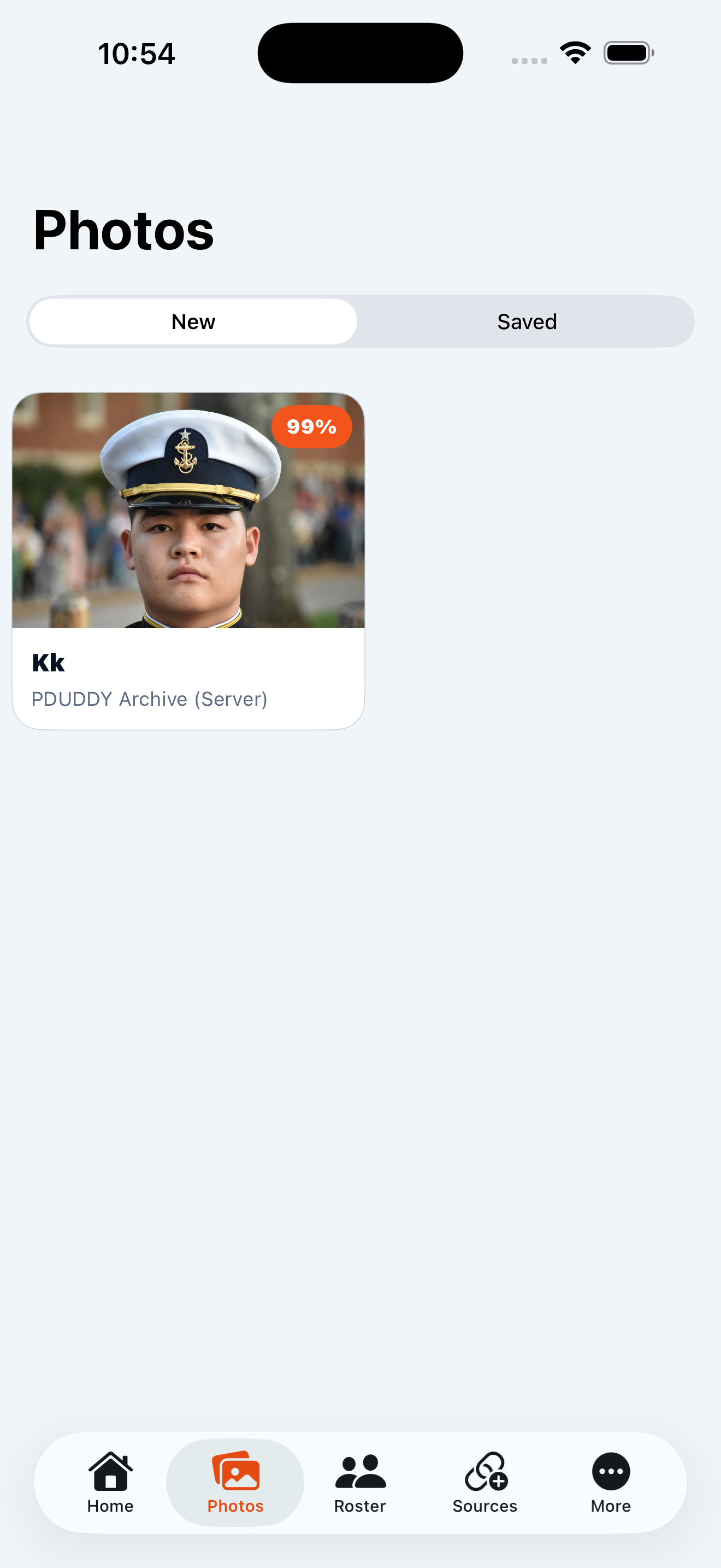 CadetCatch iPhone interface showing a matched event photo